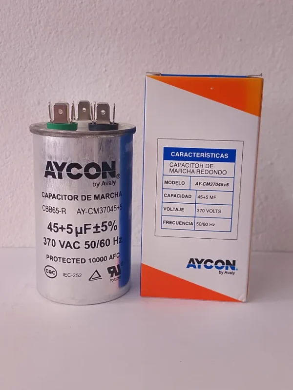 CAPACITOR 45+ 5  MF 370V AYCON