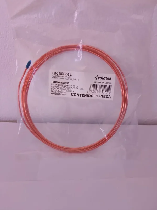 TUBO COBRECAPILAR 031" 3MTS LONGIT(0.81)